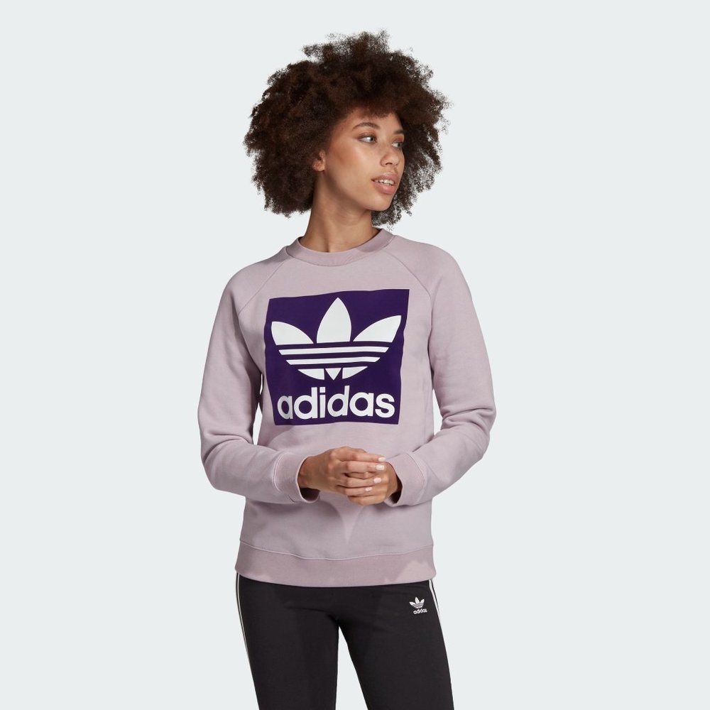 adidas Purple Trefoil Logo Sweatshirt Size Medium